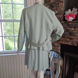 Vintage Satin Bandage Mint Green Floral Blazer Jacket